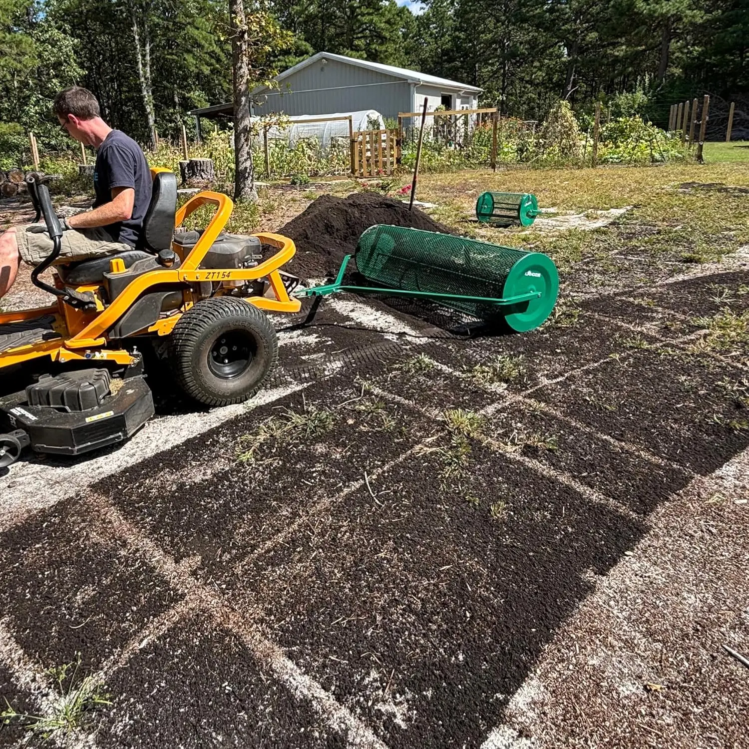 Lawn and Garden Spreaders - 60 x 20 Inch Tow-Behind Compost and Peat Moss Spreader for Large Lawns Commercial Landscaping