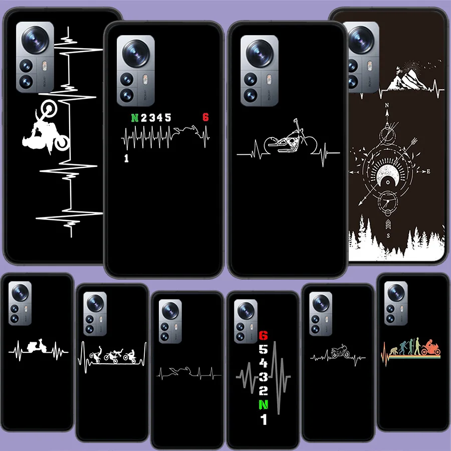 Motorcycle Heartbeat Phone Case For Xiaomi Mi 13 12T Pro 12X 12 Lite 5G 11T 11i 11 Ultra 10 10T 9T Pro 9 8 6X 5X A1 A2 Capa Coqu