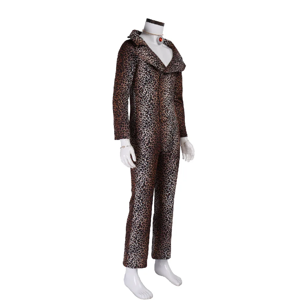 Ruby Rhod Cosplay Movie Fifth Element Costume Men Funny Leopard Jumpsuit with Accessories Halloween Party Host Disguise Uniform