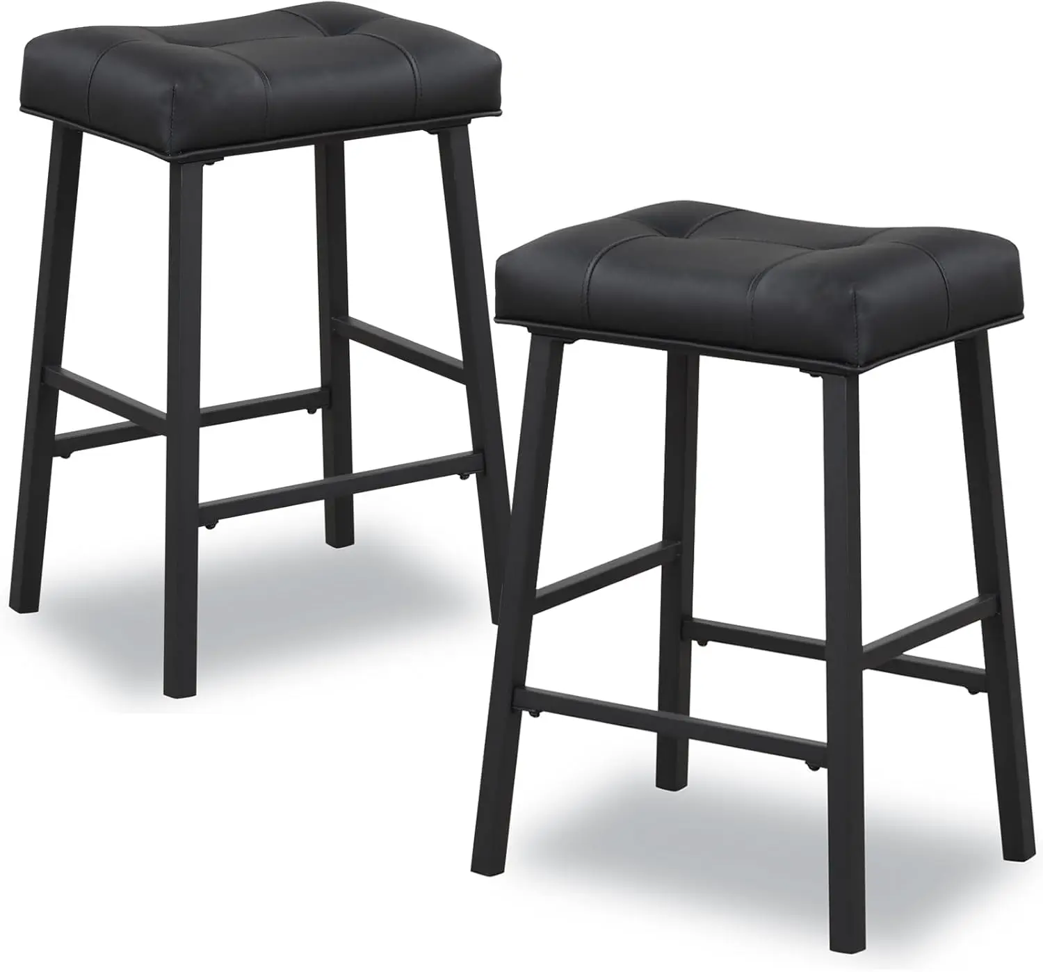 

Bar Stools Set of 2, Kitchen Counter Height Saddle Bar Stools with Faux Leather Seat Padding, Breakfast Kitchen Stools Kitchen