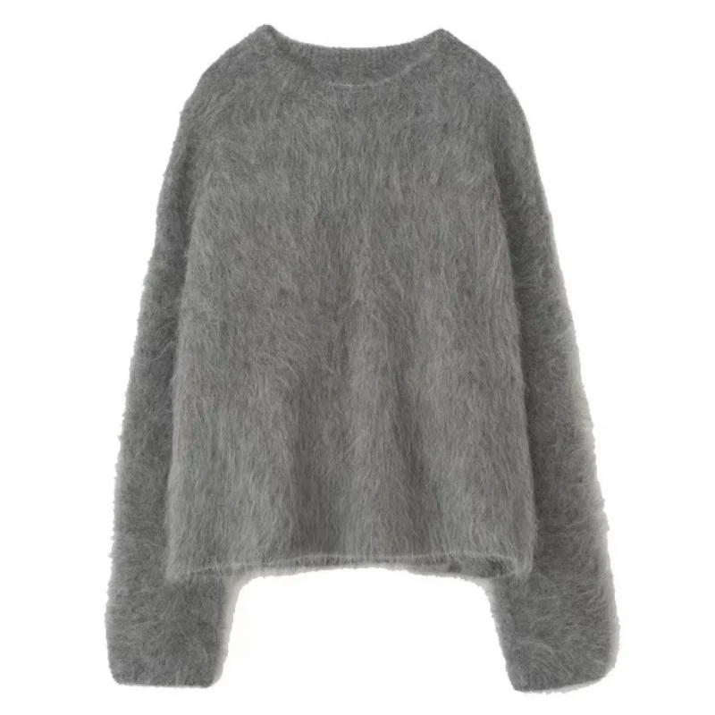 2024 Alpaca Plush round Neck Wool Thick Women\'s Loose and Idle Profile Sweater Wholesale