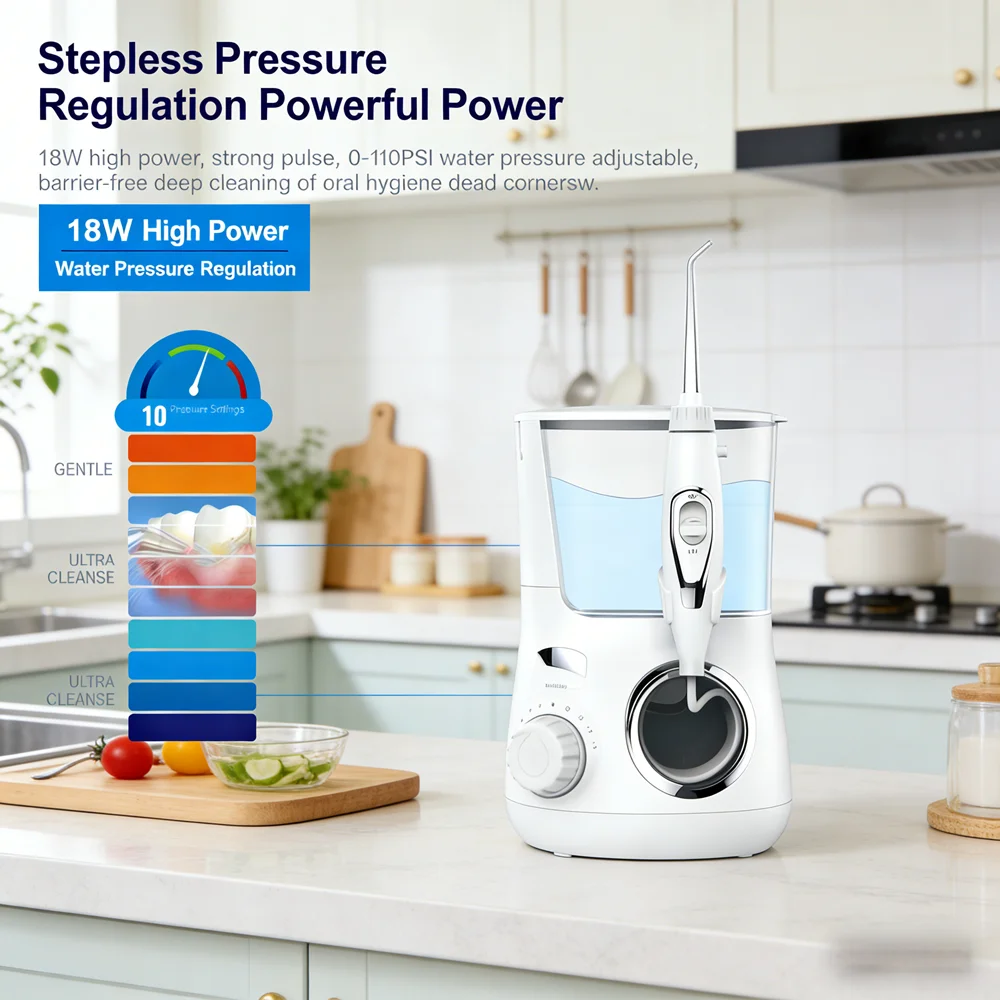 

10 Pressure Modes Electric Water Flosser Dental Oral Irrigator with 5 Nozzles Rechargeable Teeth Cleaner for Home Use