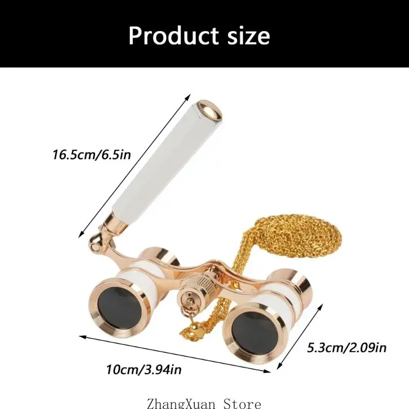3X25 Antique Operas Binocular Aluminum Alloy Glasses Adjustable Handle And Chain 3XUF