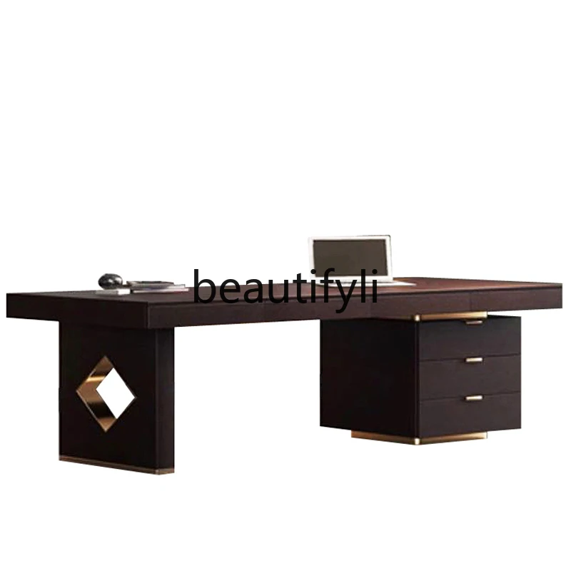 

Italian minimalist boss desk simple high-end solid wood president desk computer desk