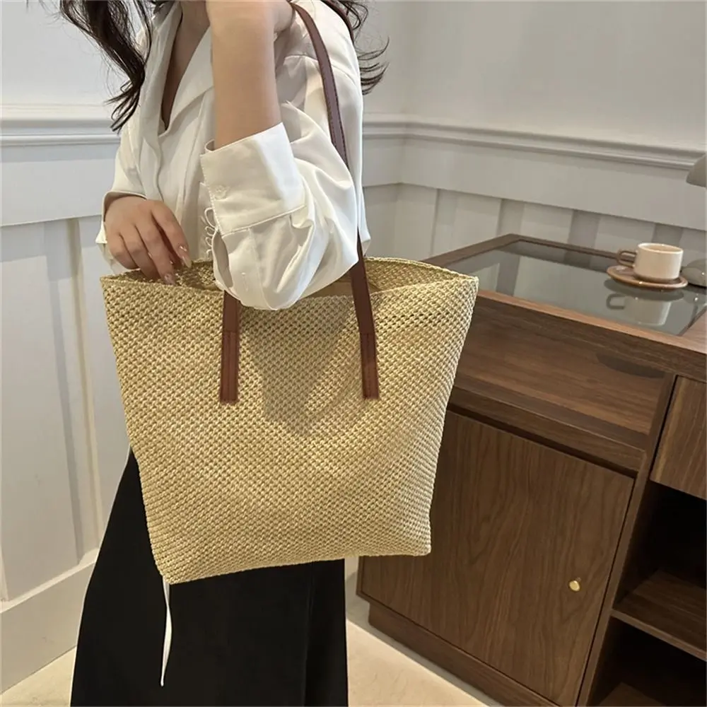 Sac à Main en Paille de Rotin Tressé à la Main de Grande Capacité, Mignon, Tissé, pour Femme