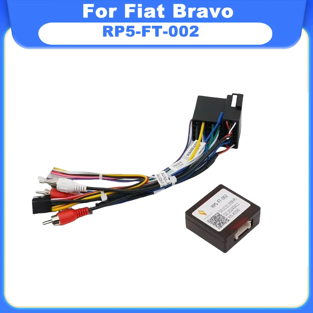 Car 12pin Wiring Harness Adapter Canbus Box Decoder Android Radio Power Cable For Fiat Bravo RP5-FT-002