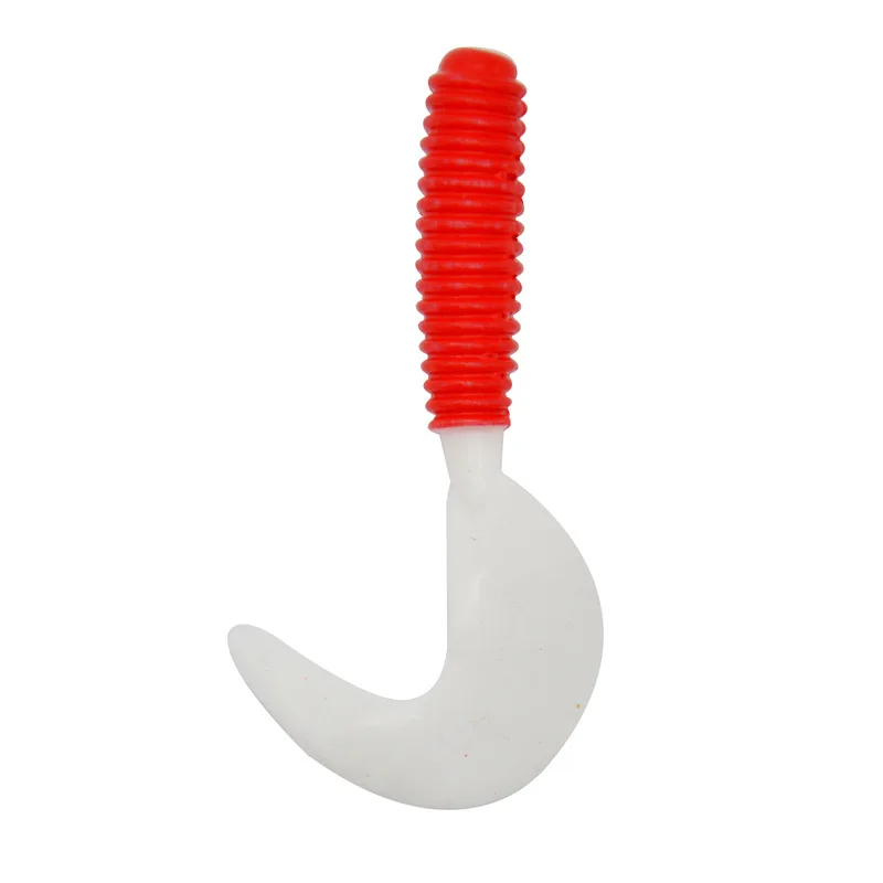 Natürlicher Lockstoff, Wurm, rot, weiß, Schwänze, Grub, Angelköder, weicher Köder, 7,5 cm/3,7 g, Fischbiss, echter Sens – Detail 5