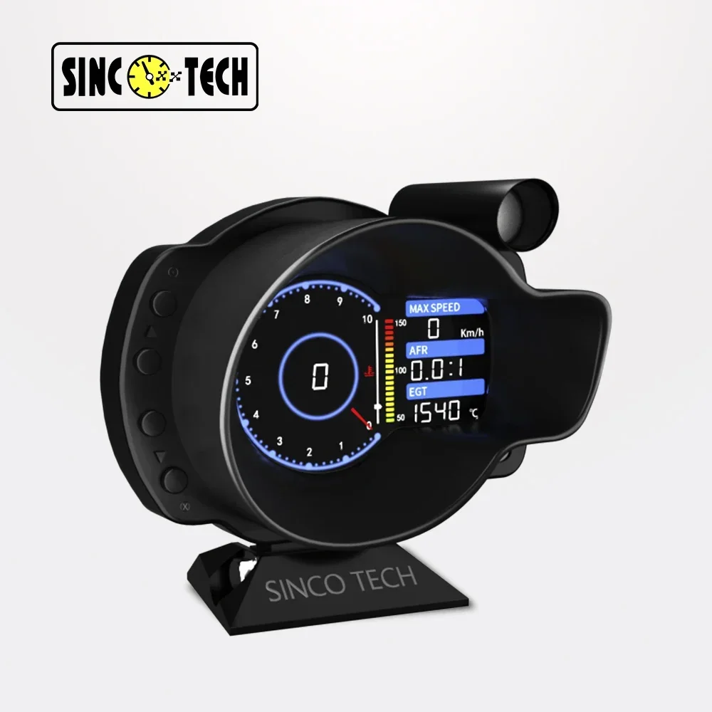 Sinco Tech Customize Universal Auto Speedometer Boost RPM Volts EGT AFR Oil Press Water Temperature 9-in-1 Gauge meter (DO916-S)