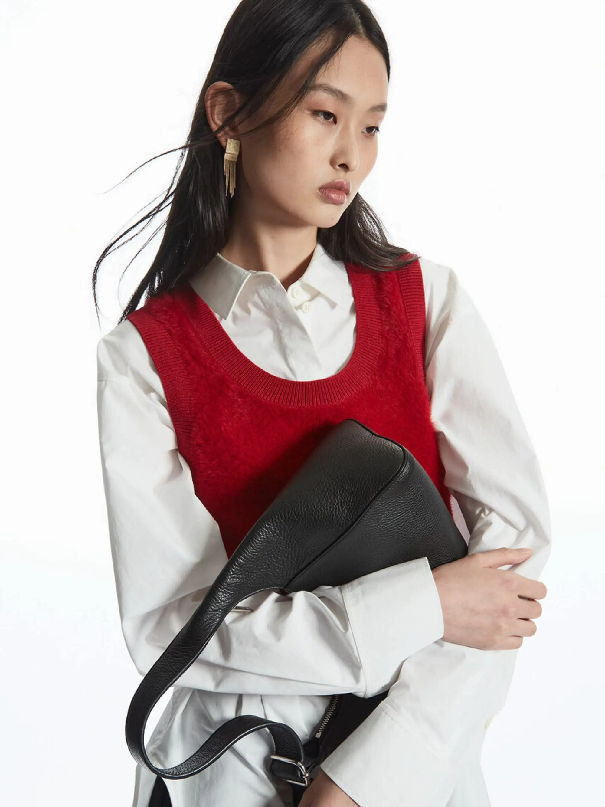 Ethereal MD 2025, потому что осенний новый стиль женской повседневной моды, короткий вязаный жилет в рубчик в стандартном стиле