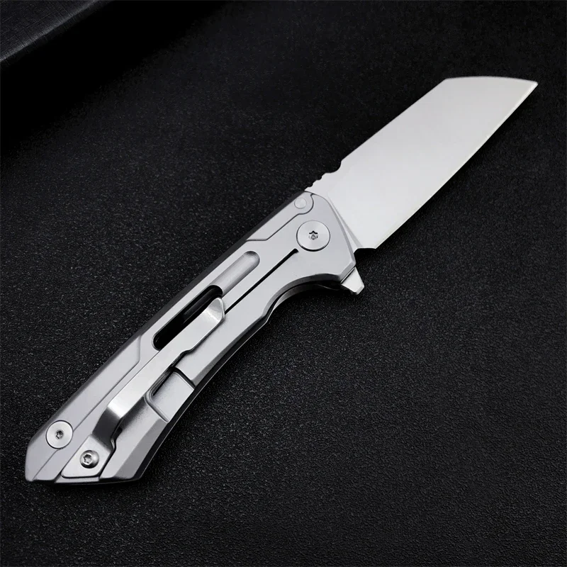 High-end Hunting Bearing Folding Pocket Knife D2 Tanto Sanding Blade CNC Hollow Handle EDC Small Survival Tactical Flipper Knife