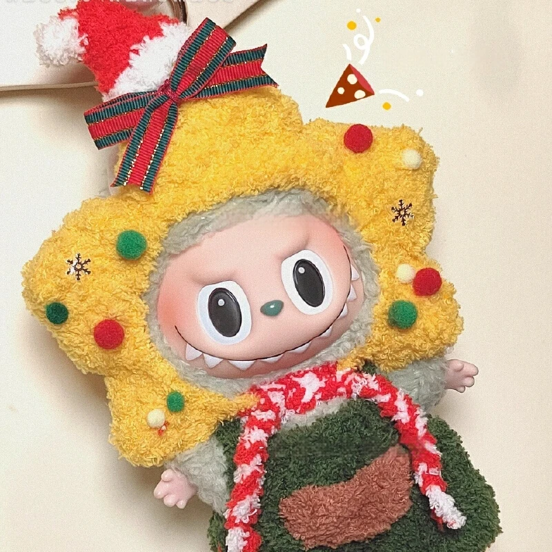 Labubu Doll Clothes Set Christmas Collection 15cm Doll Cute Baby Clothes 17cm Hat Pendant DIY Star Hat Cover Christmas Gift New