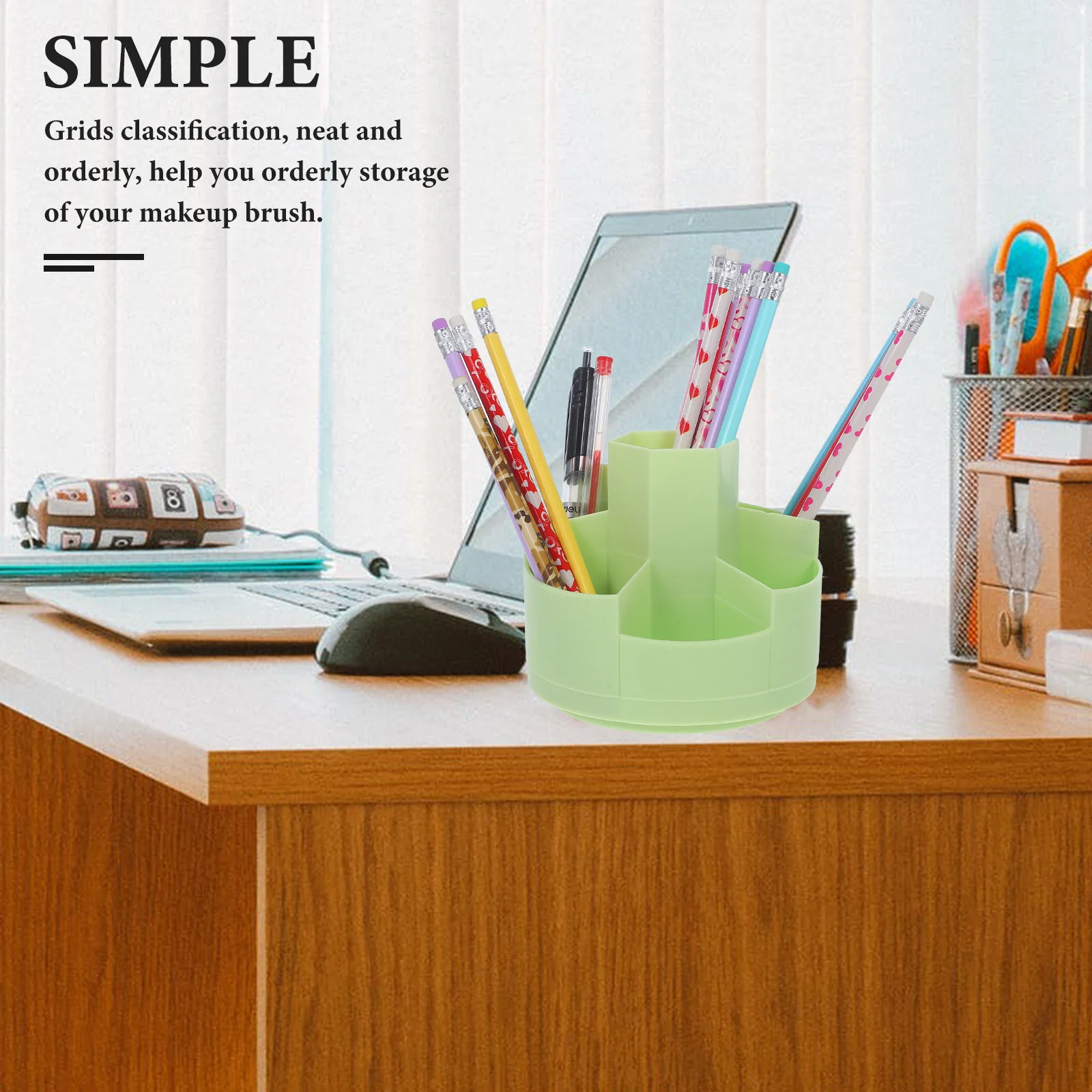 

Rotating Pen Holder Desk Organizer for Pens High Capacity Cup Green Penholders Office