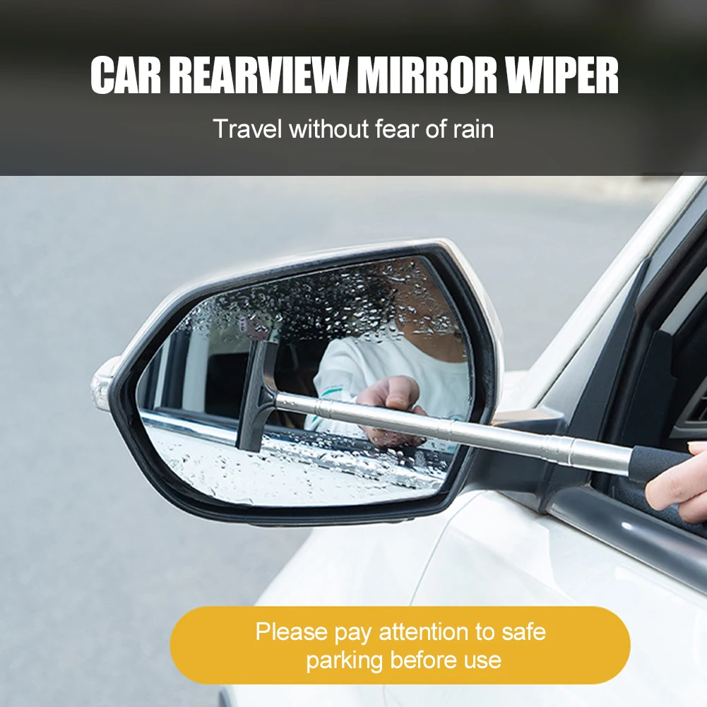 Car Rearview Mirror Wiper Retractable Portable Rainy Cleaning Supplies Rearview Mirror Water Remover Glass Rain Cleaning Tool