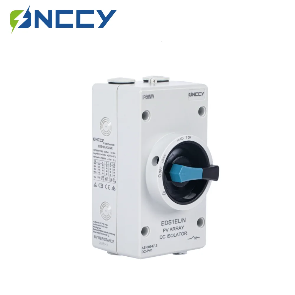 ONCCY Photovoltaic Solar DC Isolation Switch Outdoor PV Solar Switch 4P 1200V/1000V 32A Rotating Handle IP66 Waterproof