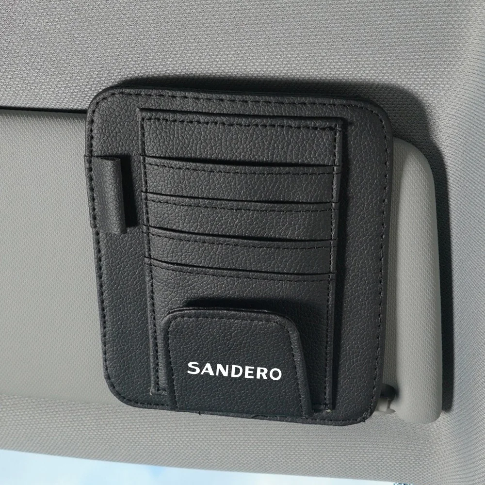 Car Sun Visor Organizer Multi-Pocket Business Card Storage Management Sunglasses Holder Visor Accessories for Sandero