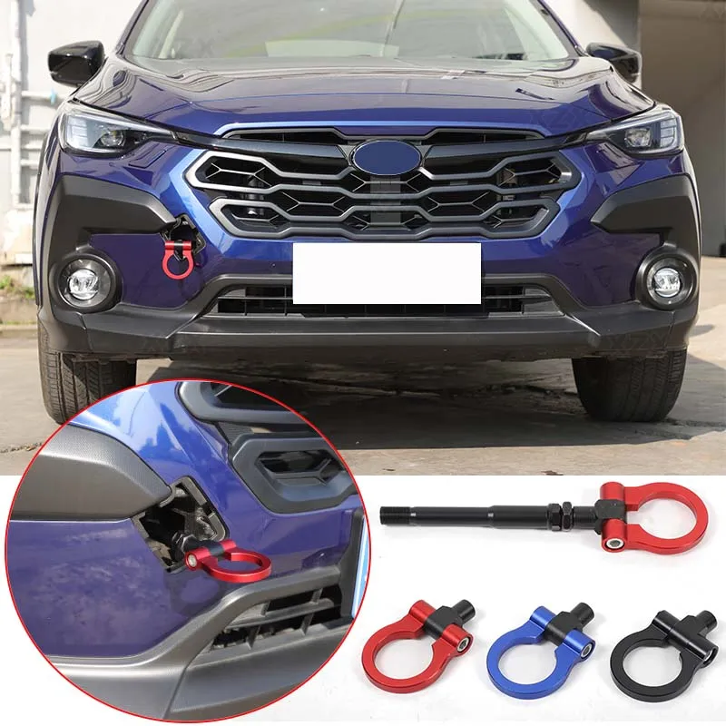 For Subaru WRX Crosstrek 2022 2023 2024 Aluminum Alloy Red Car Forward Trailer Hook Tow Ring Bumper Tow Hook Trim Car Accessorie