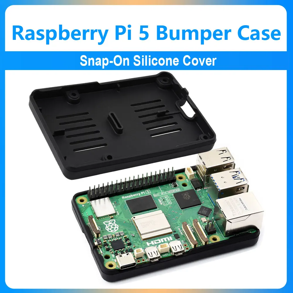 

Raspberry Pi 5 Bumper Case Bottom Protective Shell Snap-On Silicone Cover, Suitable For Raspberry Pi5