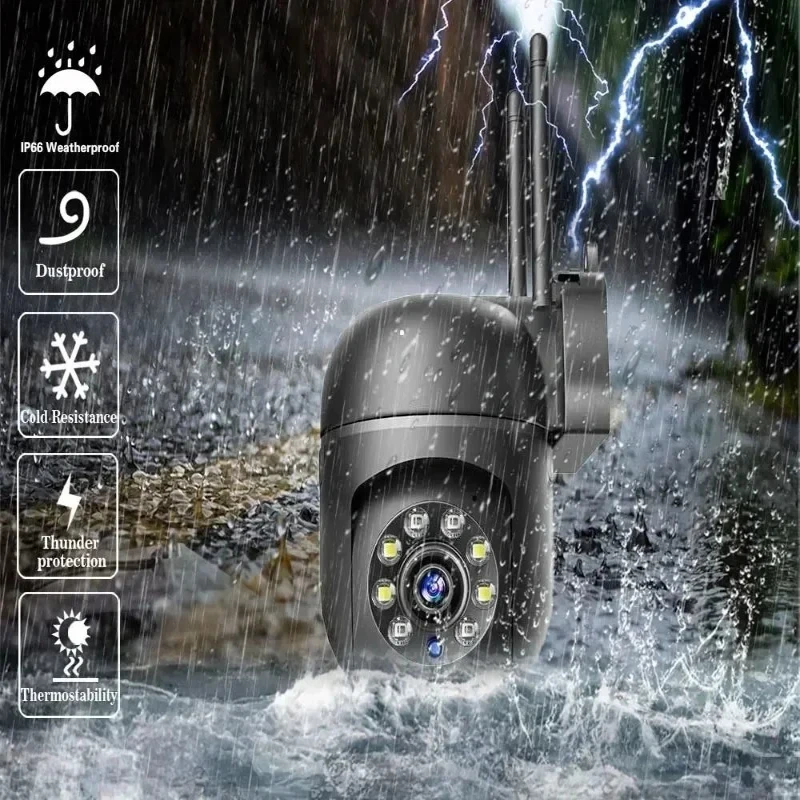 

2.4G Wi-Fi IP-камера с автотрекингом, двусторонней аудиосвязью, PTZ, ночным видением, водонепроницаемость IP66, для наружного использования, умный дом, камера видеонаблюдения