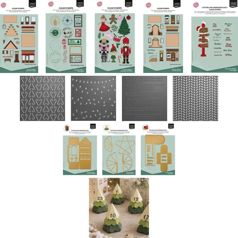 Snowy Landscape Folder Knitted Pattern Metal Cutting Die & Stamp Scrapbook Diary Decoration Stencil Embossing Template DIY Greet