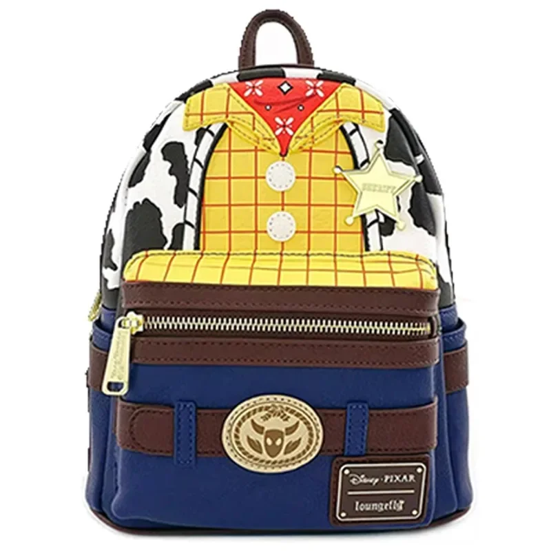 Toy Story 2 Woody e Bo Peep Mini zaino borse a doppia spalla da donna in pelle PU blu chiaro