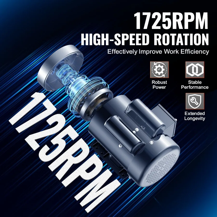 Motor elétrico 2hp, 1725 rpm, ac 115v, 230v, 56c, quadro, compressor de ar, monofásico, 5 8, eixo com chave, rotação cw, ccw para agricultura