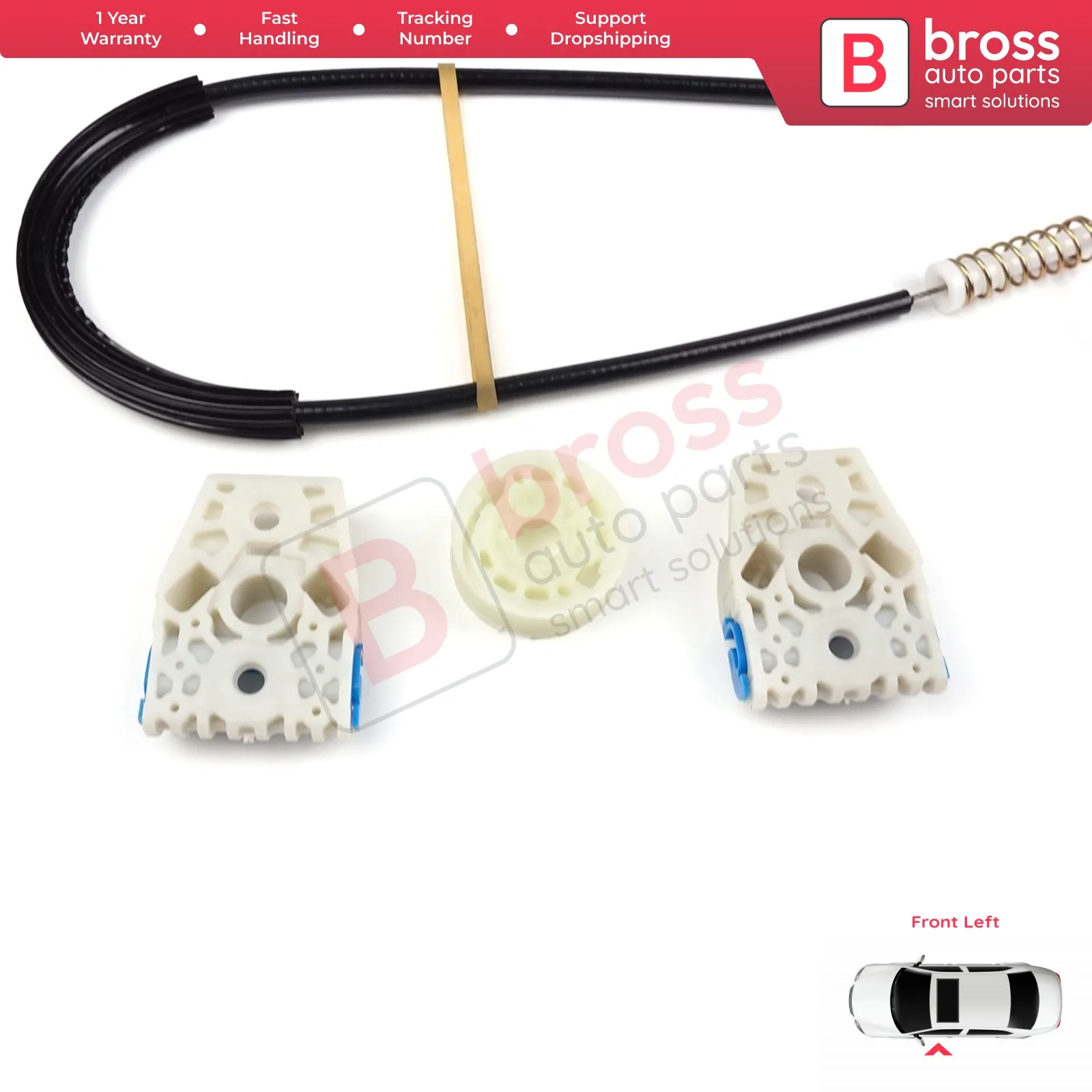 Bross ricambi Auto BWR601 Kit di riparazione alzacristallo elettrico porta anteriore sinistra per VW Jetta 2005-09 VW Golf 5 2003-2009