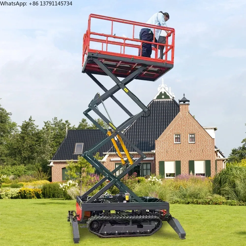 Customized 4-18m Rough Terrain Self Propelled Track Scissor Lift Mobile Hydraulic Diesel Lifting Scaffold Work Platform ATV