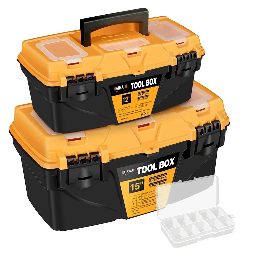 12/14/19/23Inches Hardware Toolbox Double Layer Plastic Thick Combination Suitcase Electrician Carpenter Electric Drill Toolbox