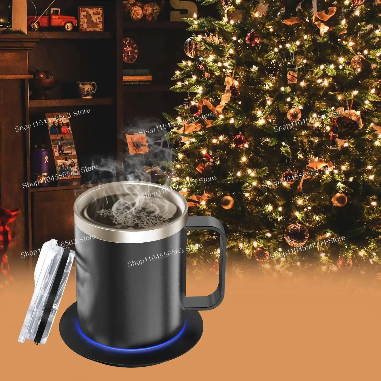 Self-Heating Coffee - 12Oz Electric Heated Heat 131-149℉ Smart Warming Travel Mug Double Layer Food Grade Cup Warmer