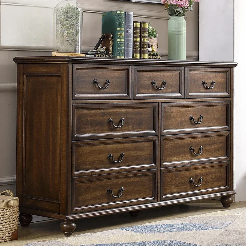 Pure solid wood bedroom bedside cabinet multi-drawer storage locker five-chest cabinet six-seven-bucket cabinet