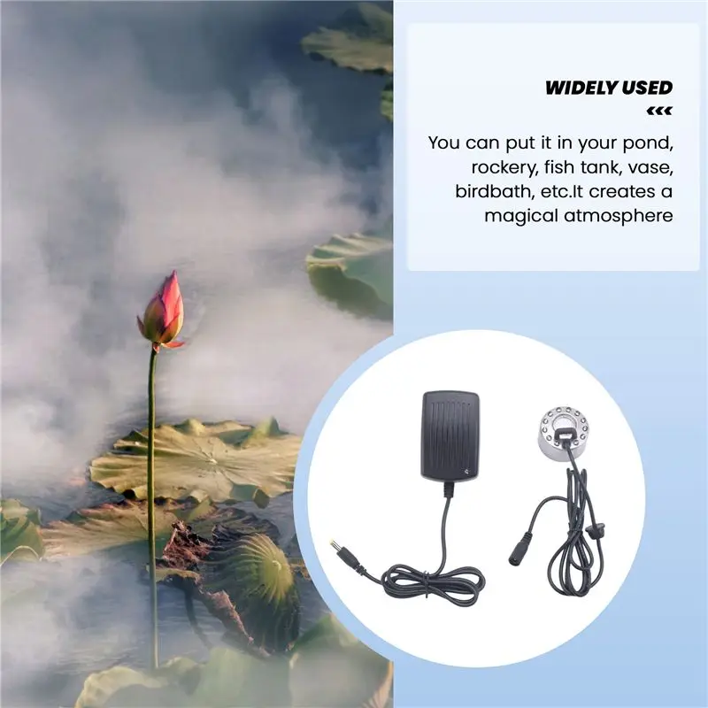 AB08-Mist Maker 12 LED Light Color Change Mist Maker Atomizer Water Fountain Pond Indoor Outdoor Mister Foggers