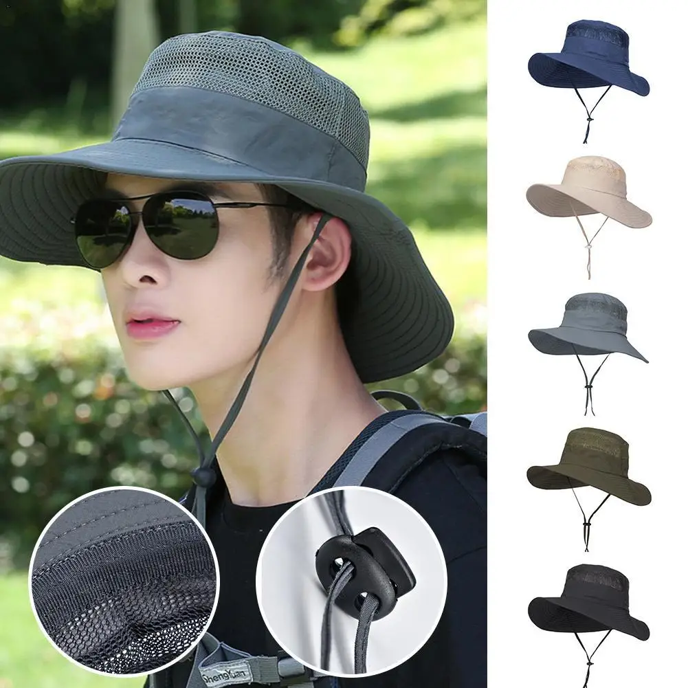 Sombrilla de aleros grandes para hombre, sombrero de Sol para montar, senderismo, pesca al aire libre, gorra de pescador, sombrero de Sol de moda, envío gratis