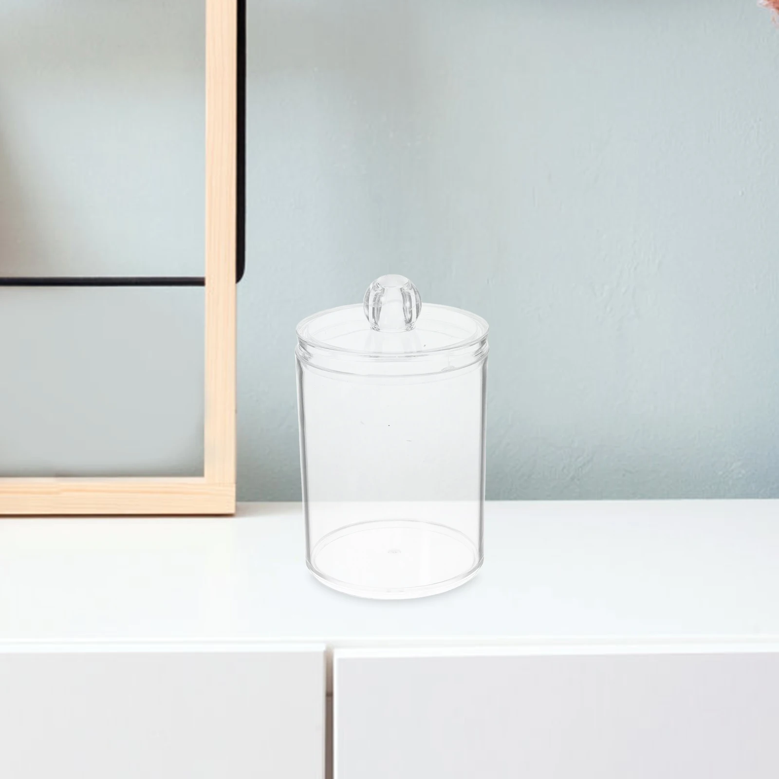 

2Pcs Acrylic Storage Jars Compact Bathroom ganizer Cotton Ball Dispenser Airtight Canister Transparent Swab Holder Restroom