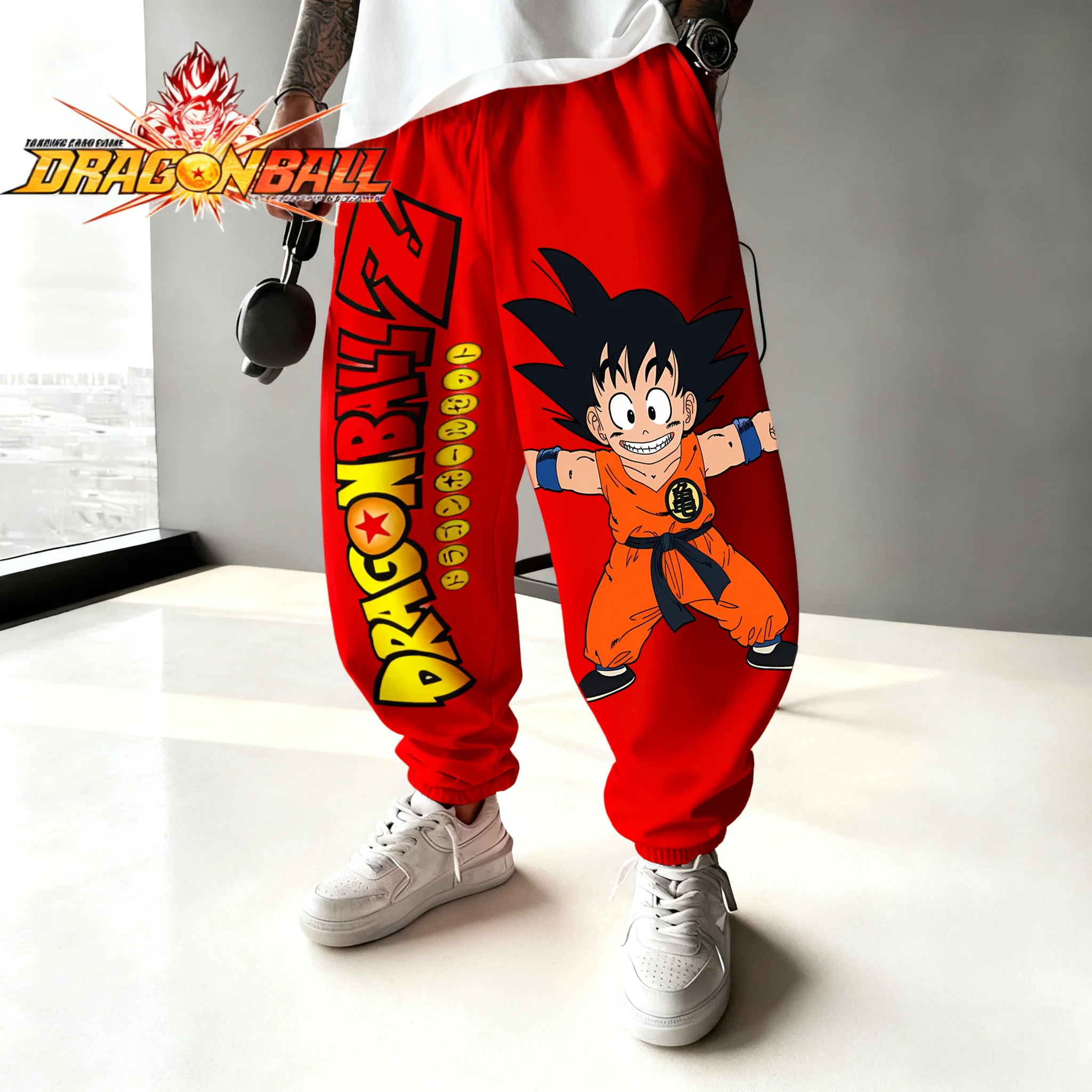 

2025 Autumn/Winter Japan Anime Dragon Ball Super Childhood Son Goku Cotton Print Sweatpants Trendy Men Street Fashion Cuff Pants