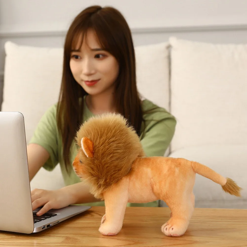 Forest Animal Simulation Male Lion Plush Toys Plush Doll Lion Lifelike Male Lion Stuffed Dolls 23/28cm Soft