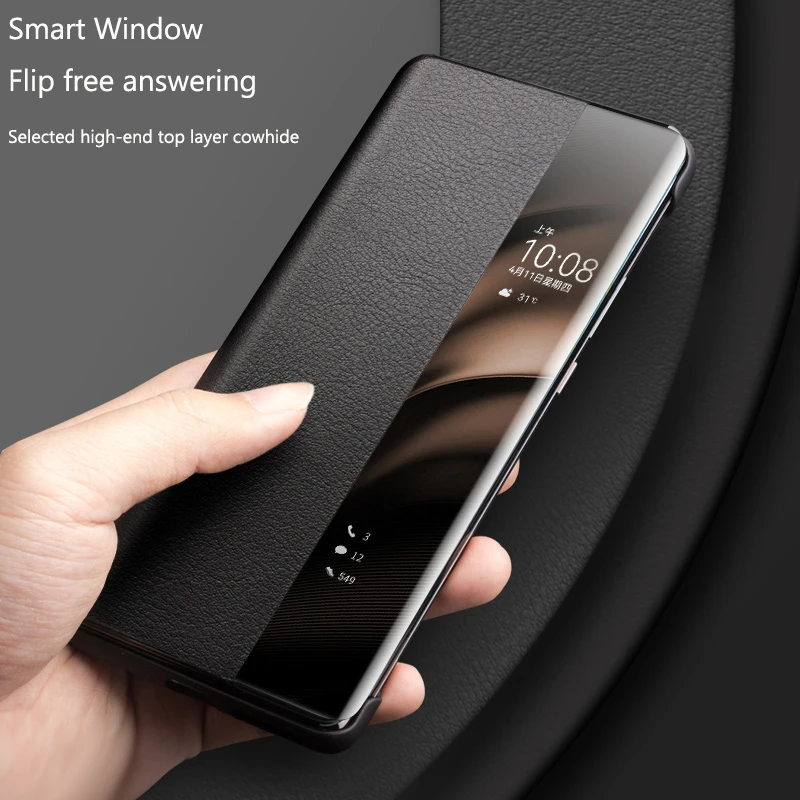 QIALINO Case for Huawei Pura 70 Ultra Genuine Leather Phone Cover for P70pro Protective Luxury Case with Intelligent Window