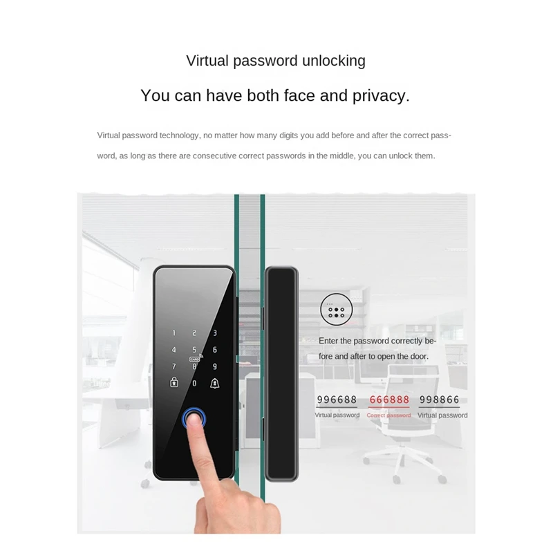 Waterproof Tuya Wifi Smart Door Lock Fingerprint Electronic Rim Lock For Glass Door