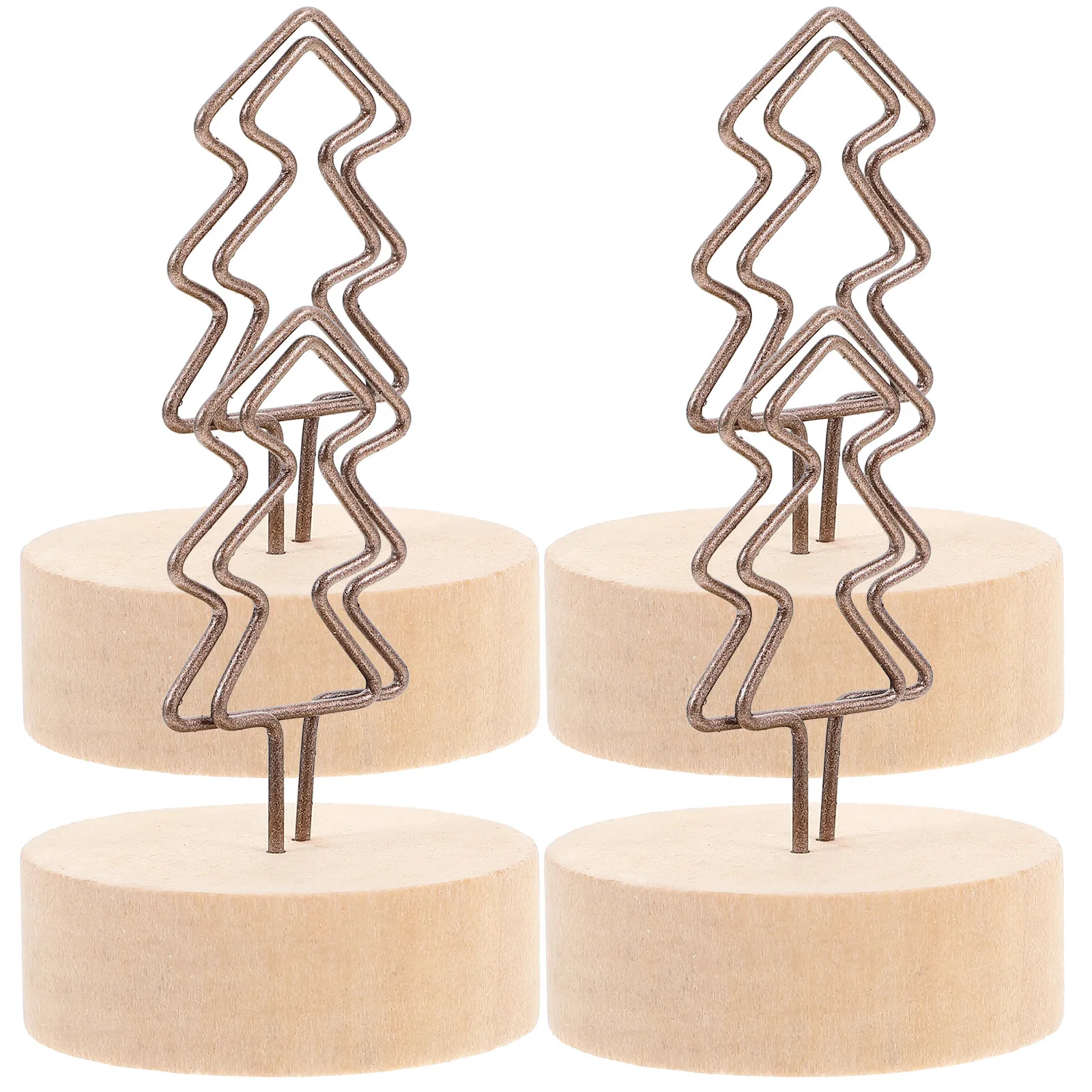 4Pcs Memo Clips Wooden Base Photo Holders Table Number Clip Card Stand for Party Wedding Office Decoration Picture Holders Clips