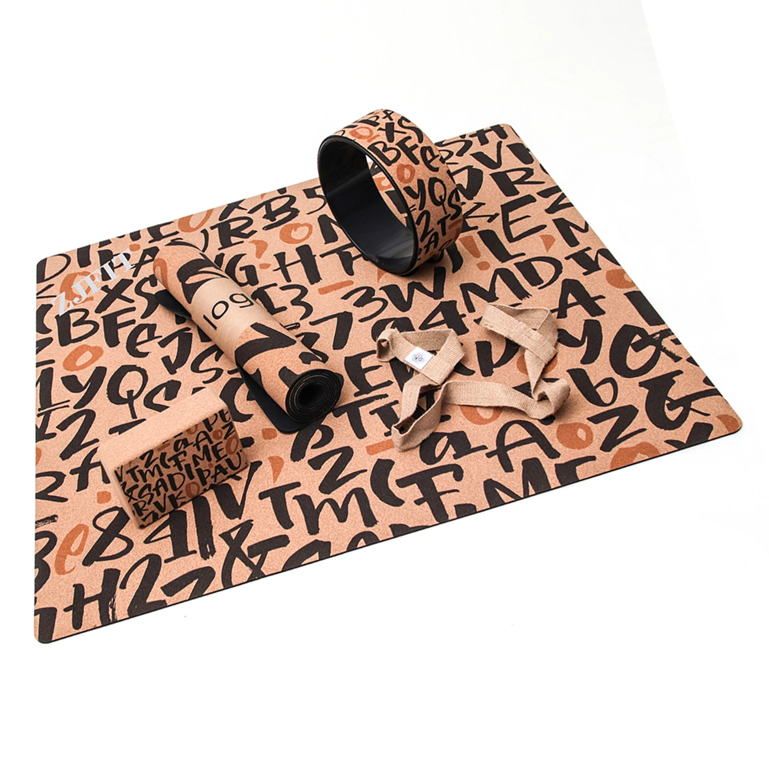 Customized Natural Cork Rubber Yoga Mat Sets Yoga Wheel Yoga Block Home Gym Pilates Fitness Accessories