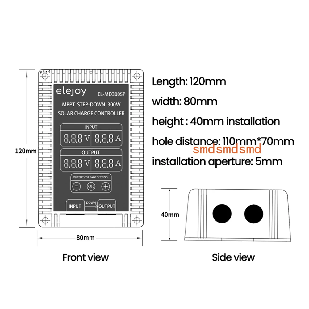10~30V 400W Step-up MP PT Real-time Tracking Solar Power Supply Battery Recharging Controller LED Display 12V/24V Output Voltage
