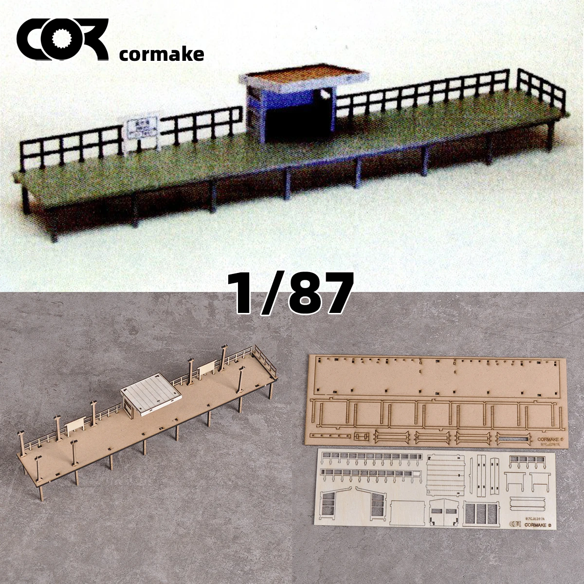 

Assembly Architectural sand table train Railway residence dwelling railway station platform diorama Scale model kit 1/87