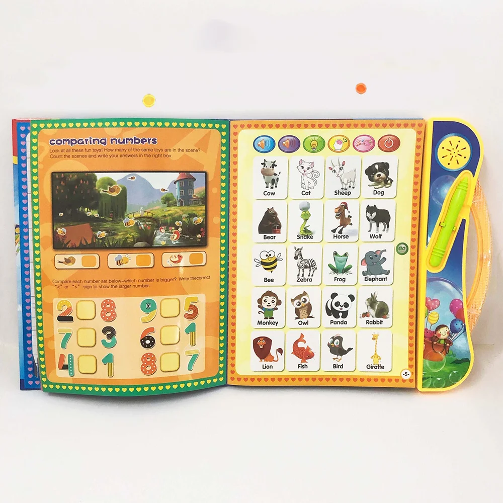 Livro de leitura de idioma inglês, máquina de leitura de voz interativa, brinquedos educativos