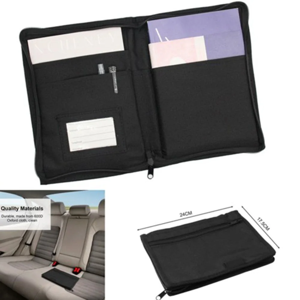 

1PCs 9.45×7.09×0.79 Inch Black Car Glove Box Organizer Storage Folder 600D Oxford Cloth Black Multi Pockets Zipper Pocket