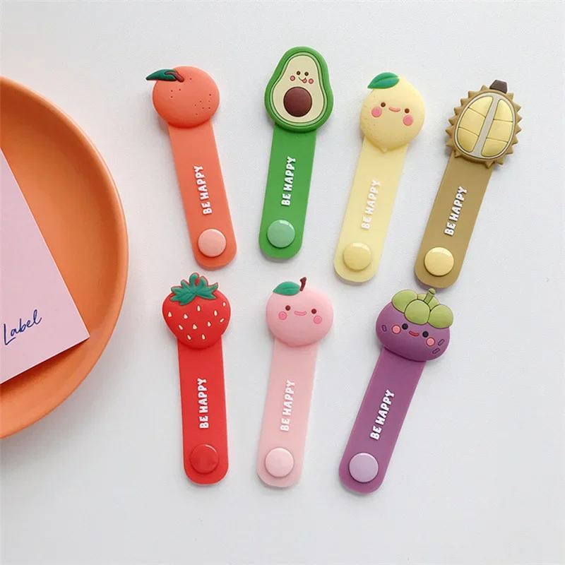 New Silicone Cable Winder Cable Organizer Bookmark Data Line Protector Clip Multi-function Fruit Flower Winder Headphone Storage