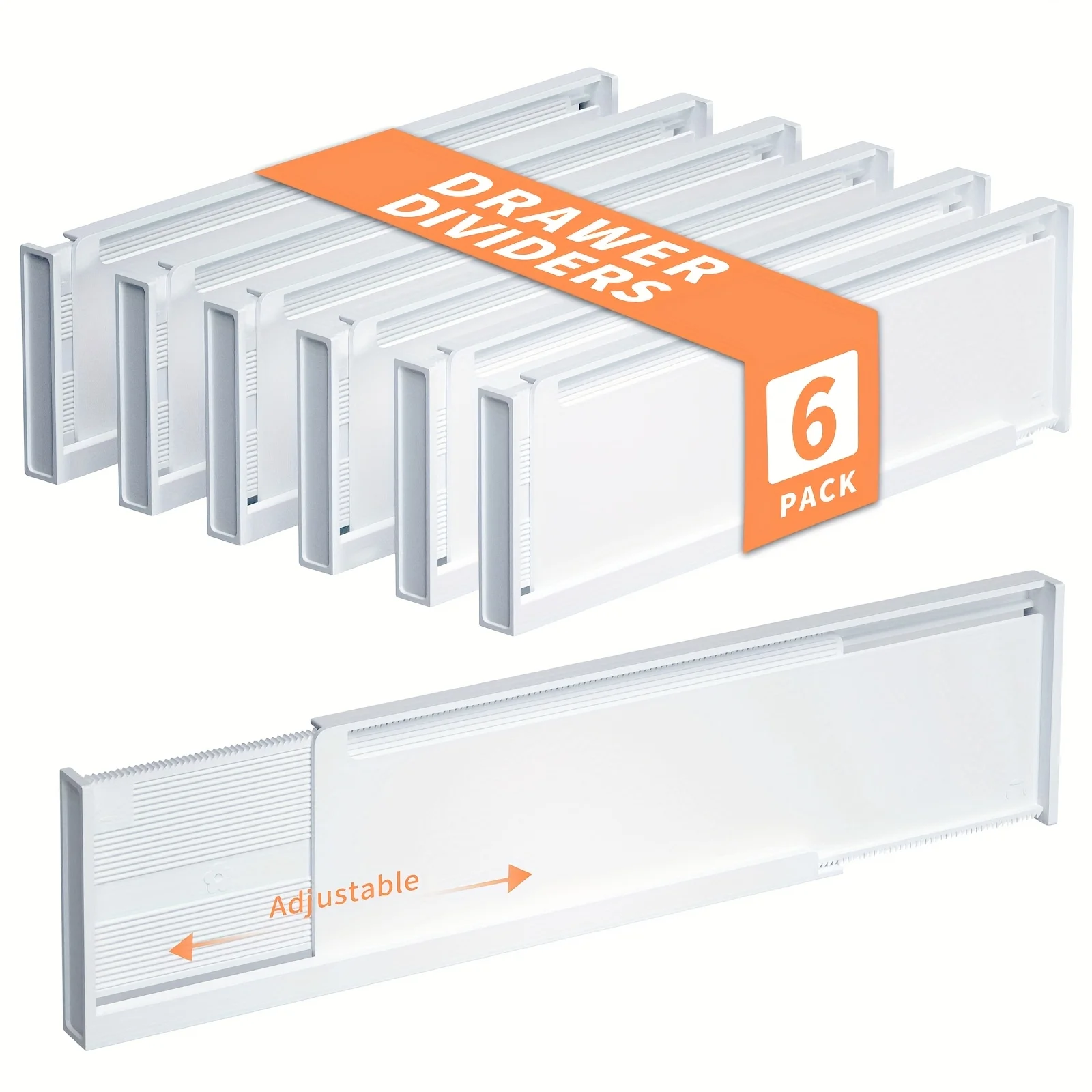 

6Pcs Drawer Dividers Adjustable Drawer Organizers Expandable Kitchen Drawer Separators Vanity Dividers for Clothes Shelf Divider