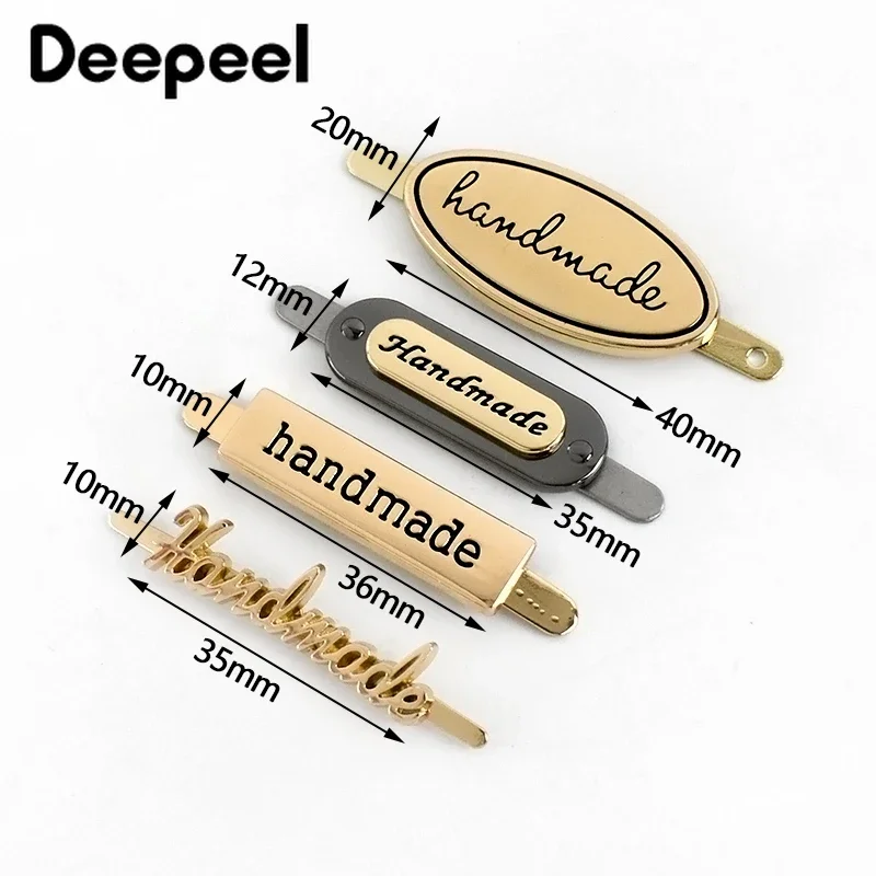 10/20Pcs 35/40mm Handmade Metal Bag Label Clasps Handcraft Tags for Purse Decorative Buckles DIY Hardware Sewing Accessories
