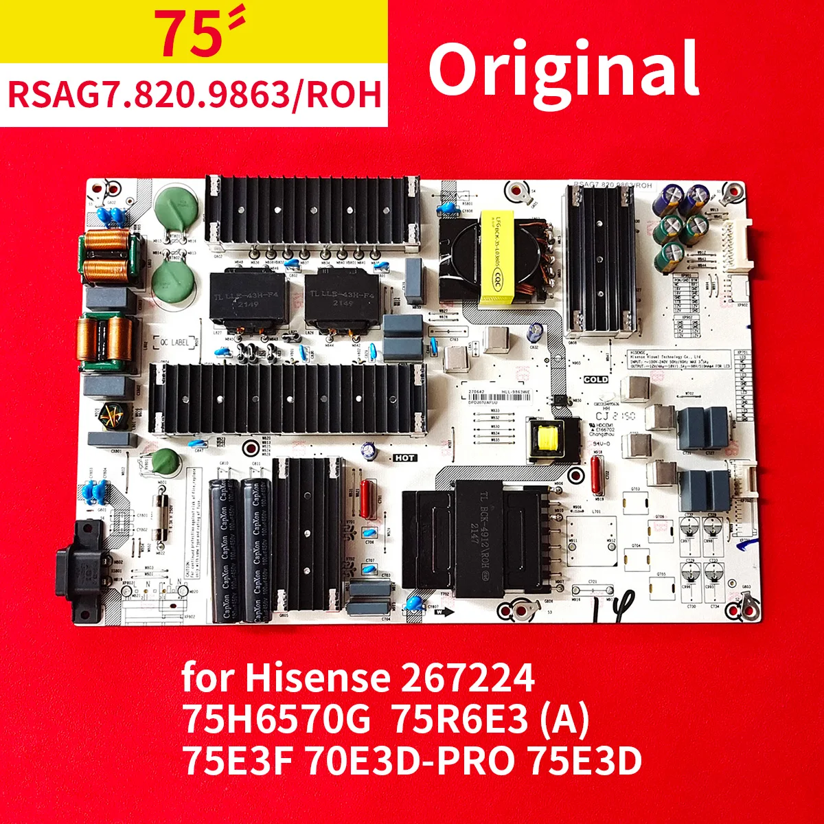 placa original rsag7 do poder do bom teste 820 9863 roh para hisense 267224 75h6570g75r6e3 a 75e3f 70e3d pro 75e3d 01