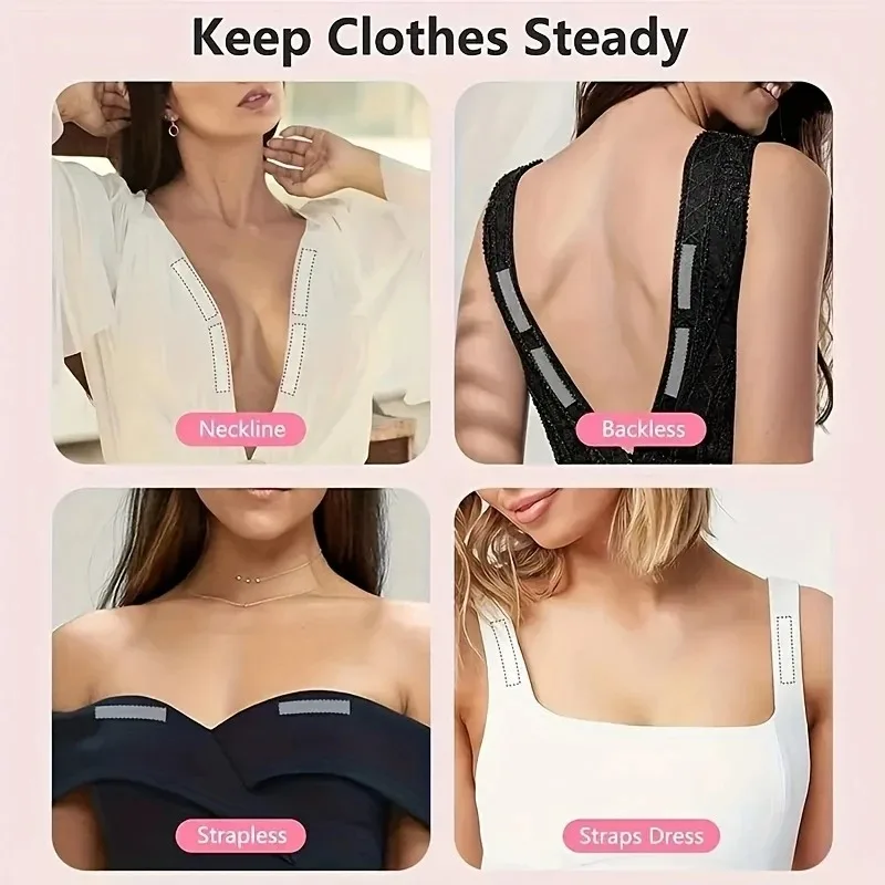 10/36pcs Invisible Anti-slip Stickers Seamless Adhesive Clothing Strips Clear Chest Coverage Tape Women Underwear Accessories