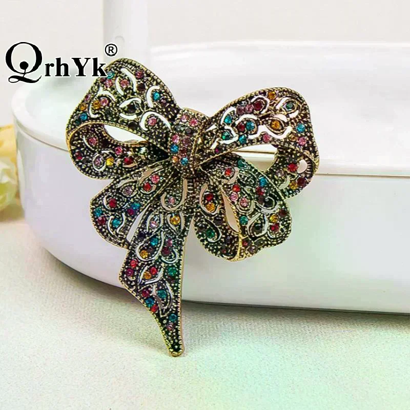 Luxury Alloy Brooch Women Bow Encrusted Elegant Pin Chic Jewelry Accessory for Formal Work Party Outfits