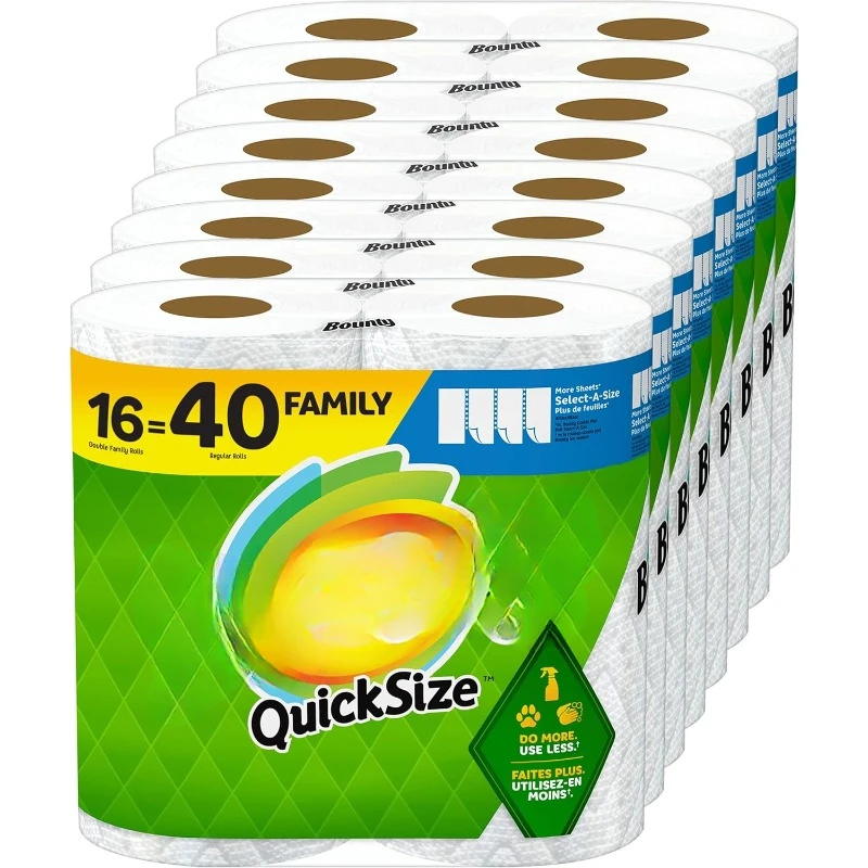 Paper Towels Quick Size, White, 16 Family Rolls = 40 Regular Rolls